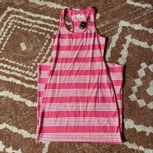 Hollister Pink and White Striped Tank Top